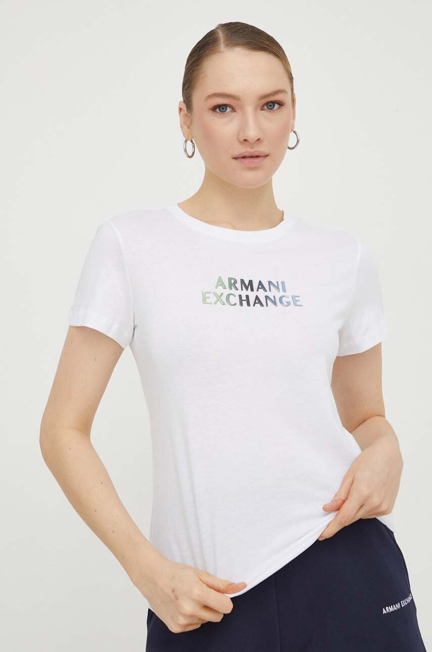 

Памучна тениска Armani Exchange в бяло 3DYT14 YJDGZ, Бял