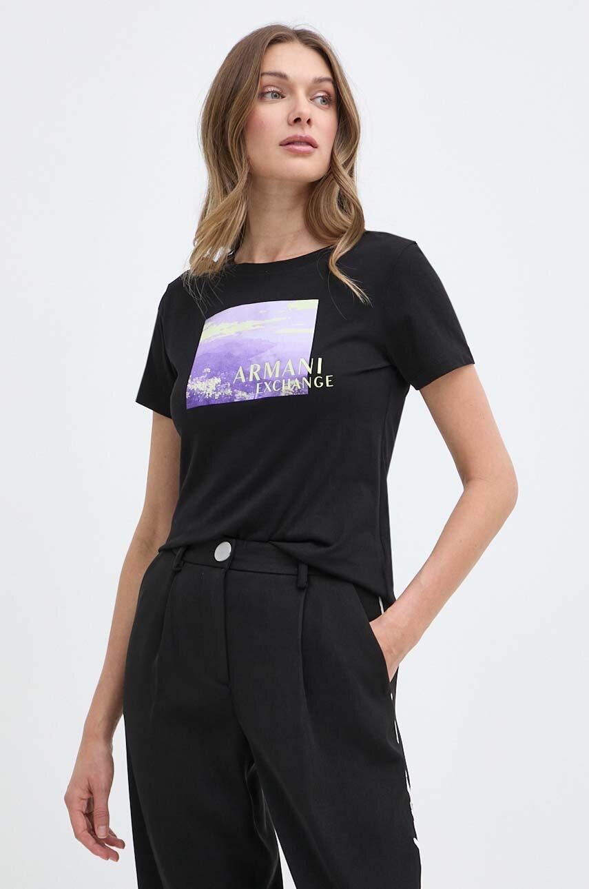 

Памучна тениска Armani Exchange в черно 3DYT55 YJ3RZ, Черен