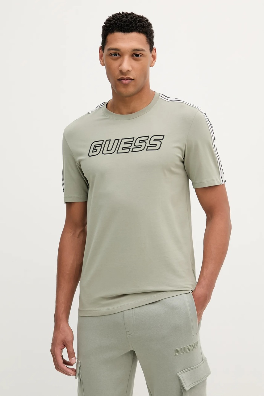 

Тениска Guess ARLO в бежово с апликация Z4GI18 J1314, Зелен