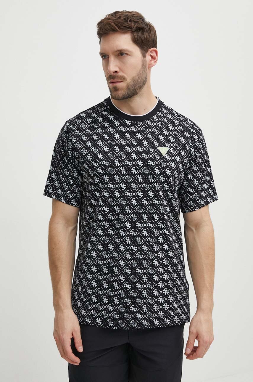 

Памучна тениска Guess JESSEN в черно с десен Z4GI19 I3Z14, Черен