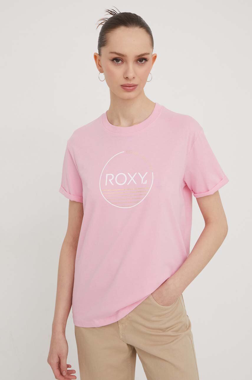 Roxy tricou din bumbac femei, culoarea roz ERJZT05698