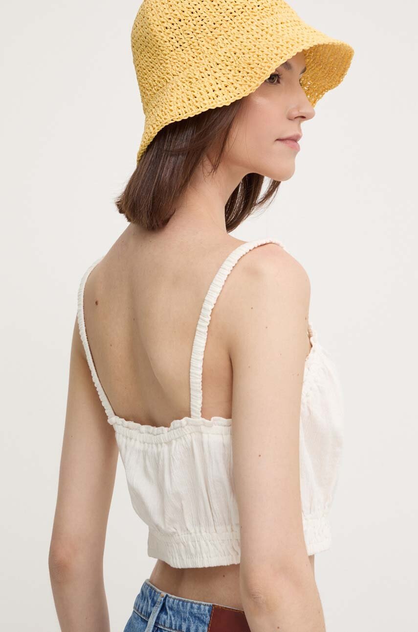 Βαμβακερό τοπ United Colors of Benetton χρώμα: μπεζ φωτογραφία