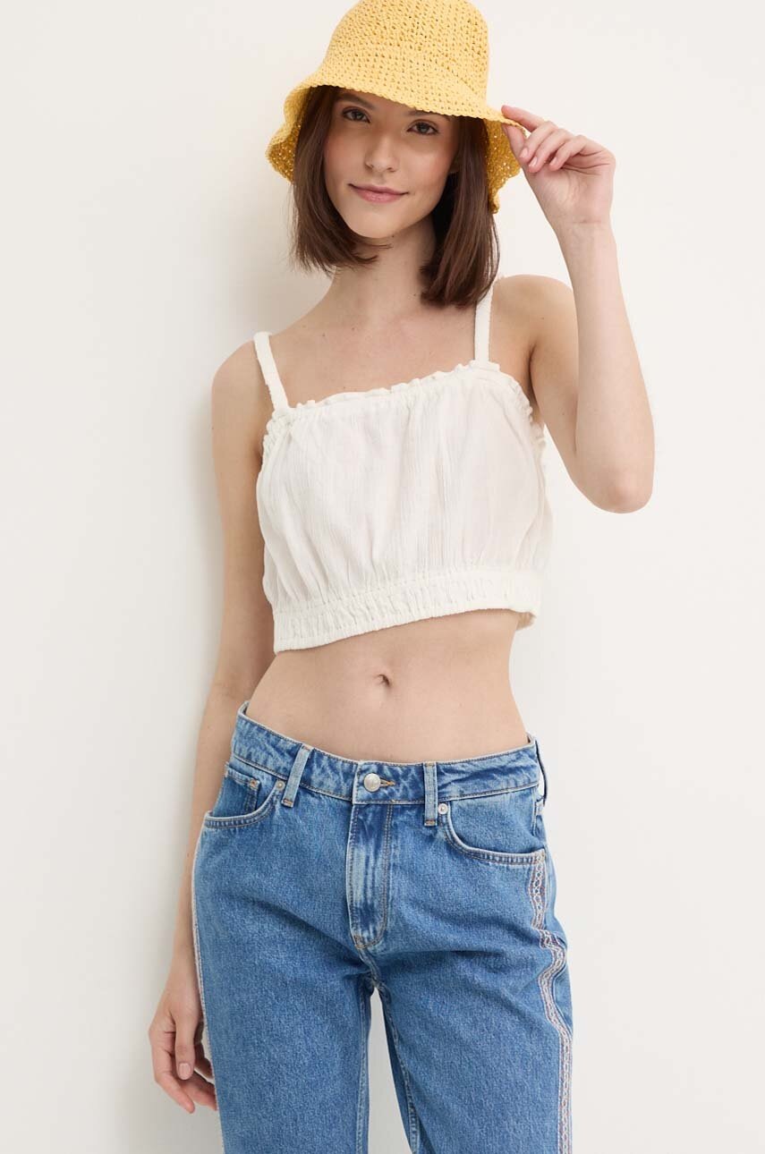 Βαμβακερό τοπ United Colors of Benetton χρώμα: μπεζ φωτογραφία