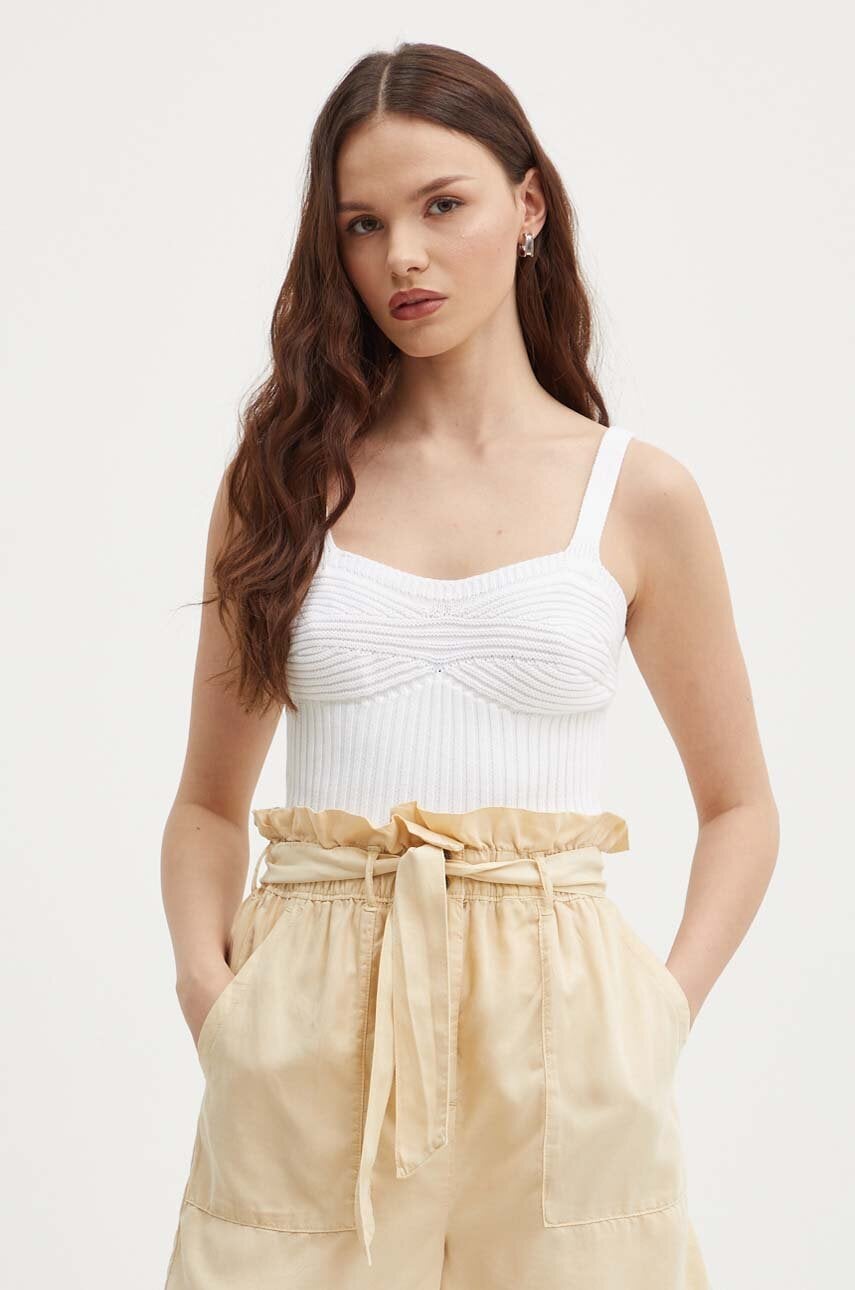 United Colors of Benetton top din bumbac culoarea alb United Colors of Benetton top din bumbac culoarea alb
