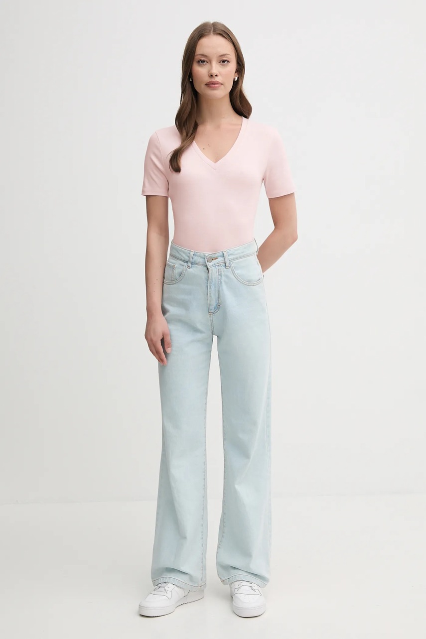 Хлопковая футболка United Colors of Benetton цвет розовый 3GA2E4230