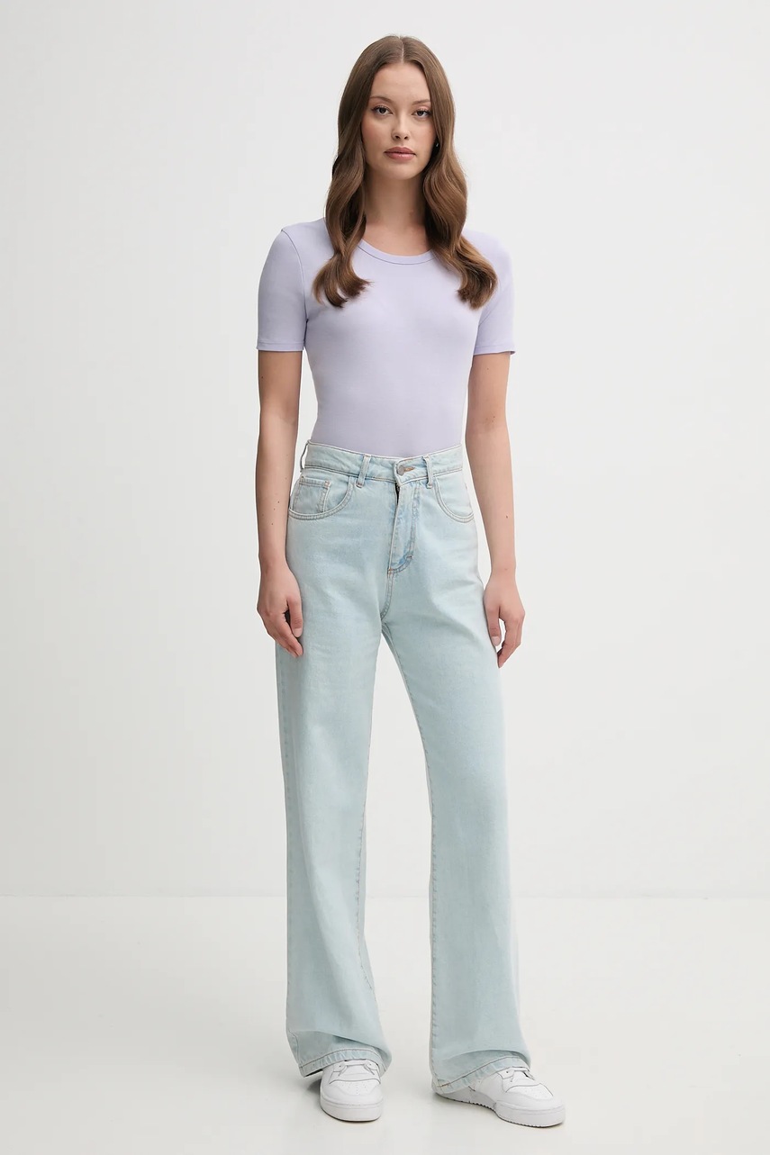 Хлопковая футболка United Colors of Benetton цвет фиолетовый 3GA2E16A0