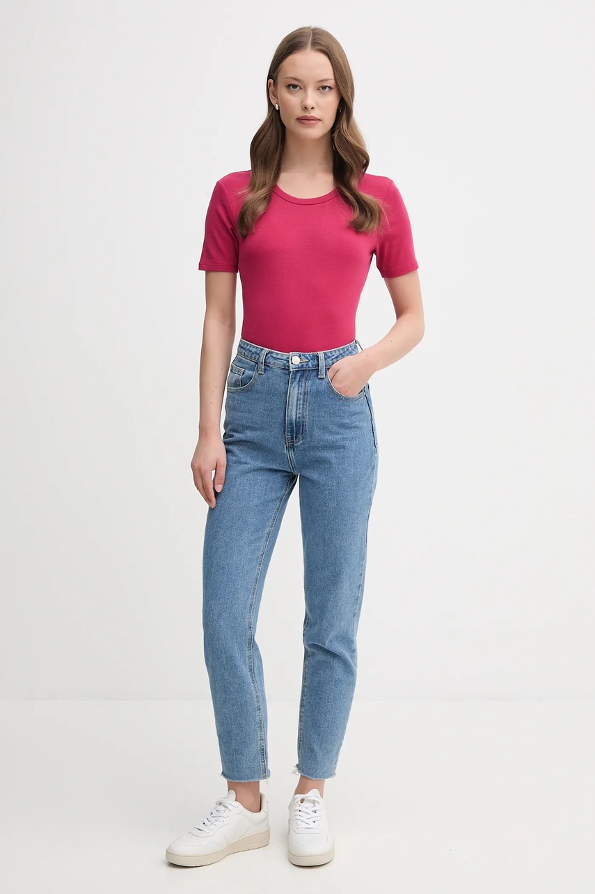 Хлопковая футболка United Colors of Benetton цвет фиолетовый 3GA2E16A0