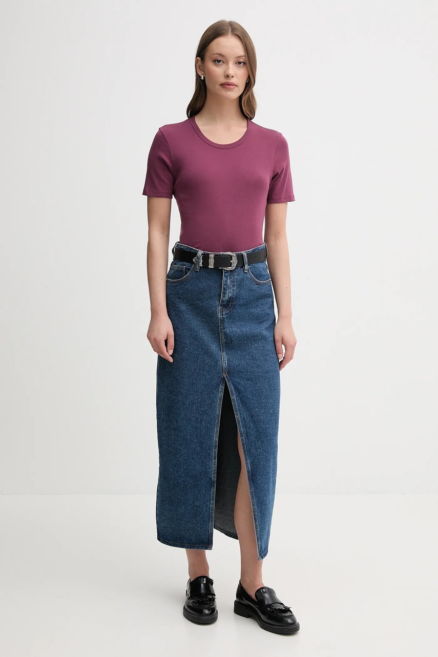 Хлопковая футболка United Colors of Benetton цвет фиолетовый 3GA2E16A0