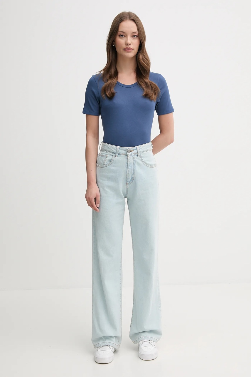 Хлопковая футболка United Colors of Benetton цвет фиолетовый 3GA2E16A0