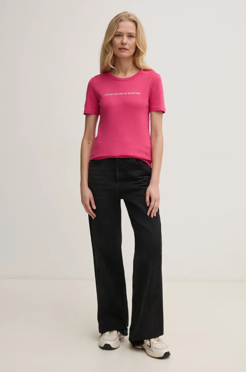 Хлопковая футболка United Colors of Benetton женская цвет красный 3GA2E16A2 Хлопковая футболка United Colors of Benetton женская цвет красный 3GA2E16A2