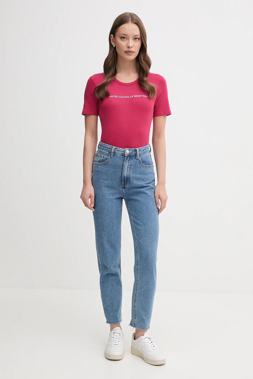 Хлопковая футболка United Colors of Benetton цвет красный 3GA2E16A2