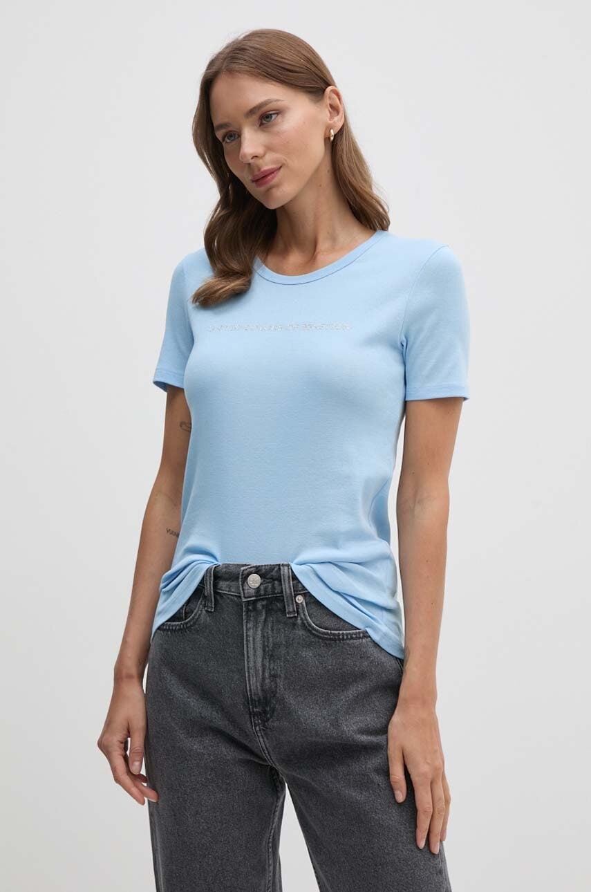 

Памучна тениска United Colors of Benetton в синьо, Син
