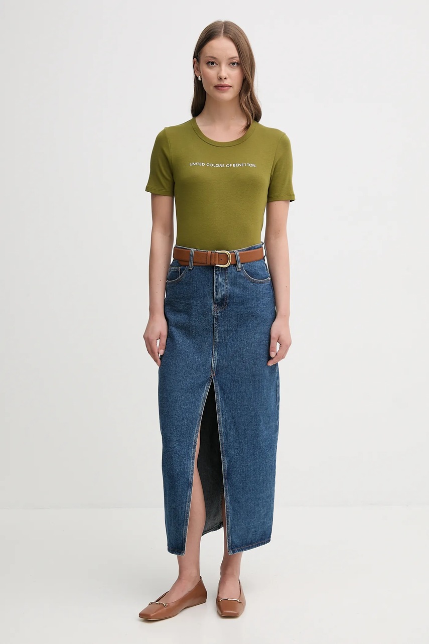 Хлопковая футболка United Colors of Benetton цвет красный 3GA2E16A2