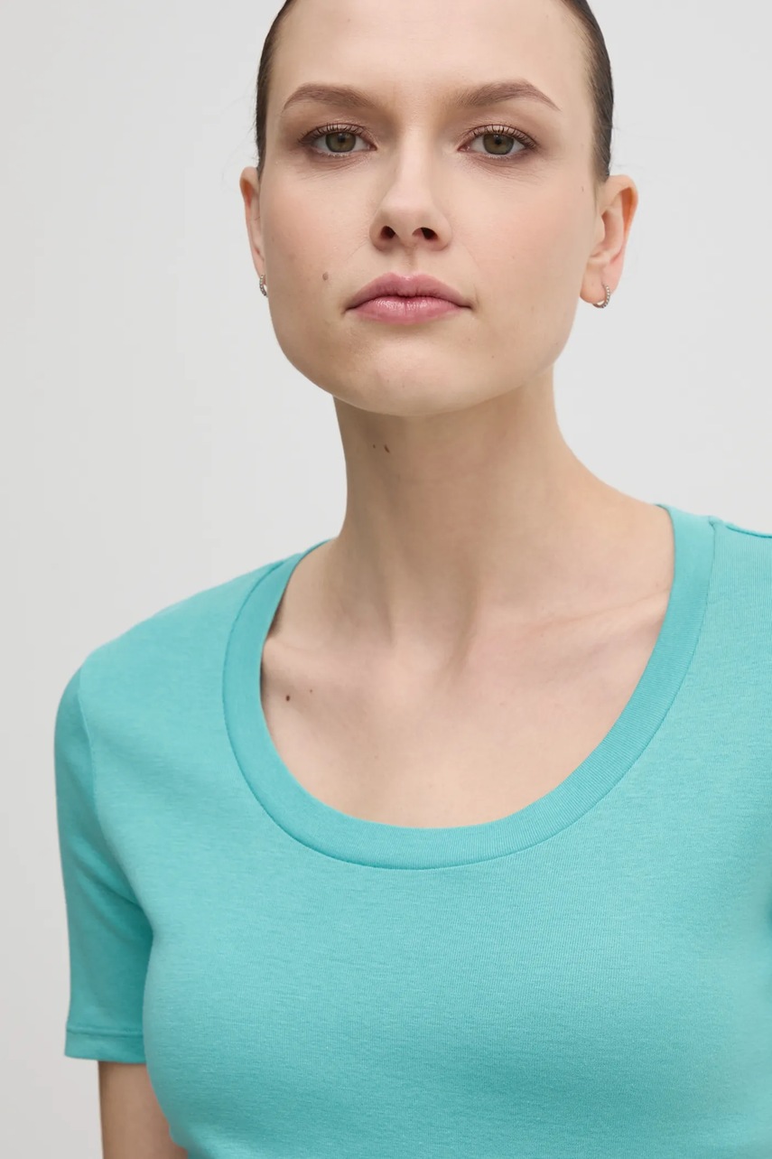 Βαμβακερό μπλουζάκι United Colors of Benetton γυναικείο, χρώμα: μαύρο, 3GA2D1066 φωτογραφία