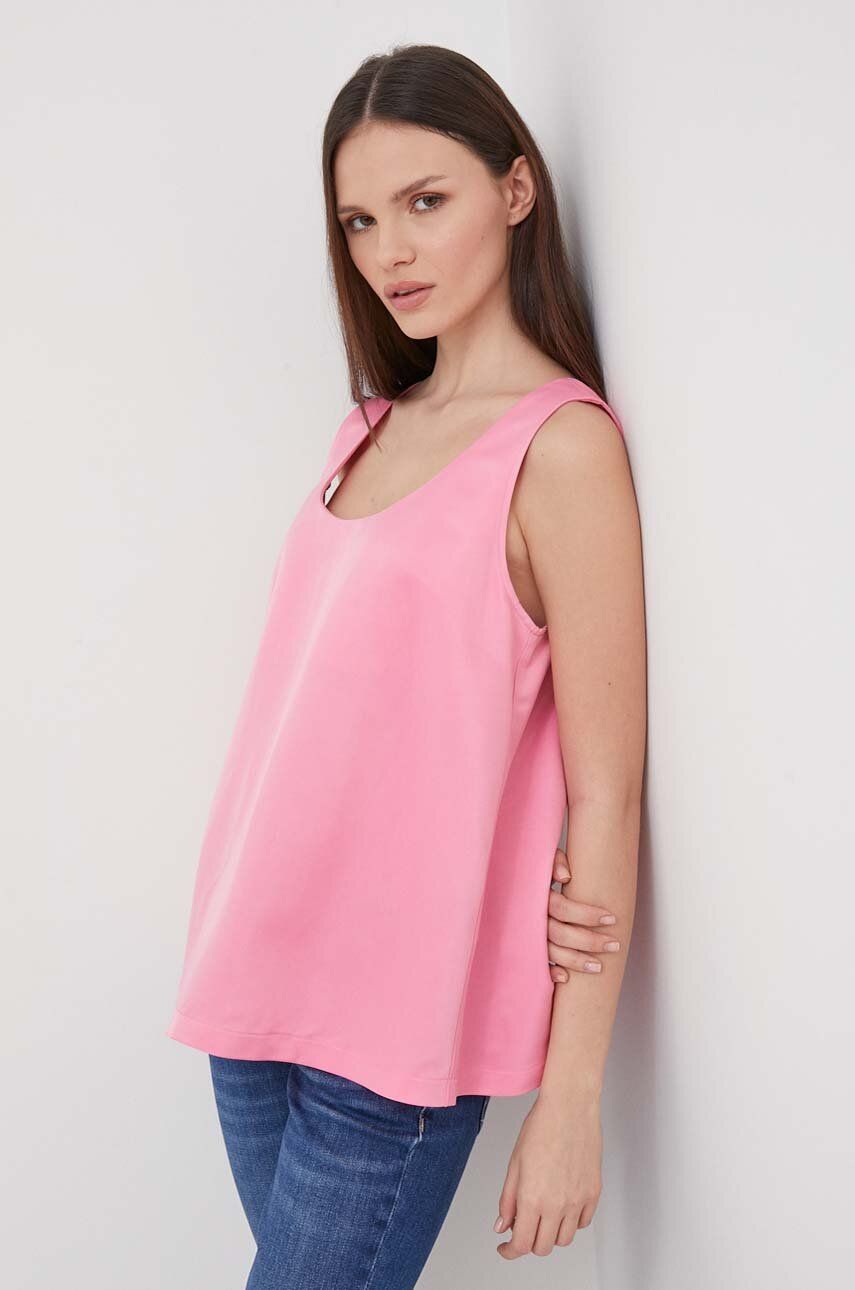 United Colors of Benetton top femei, culoarea roz, neted