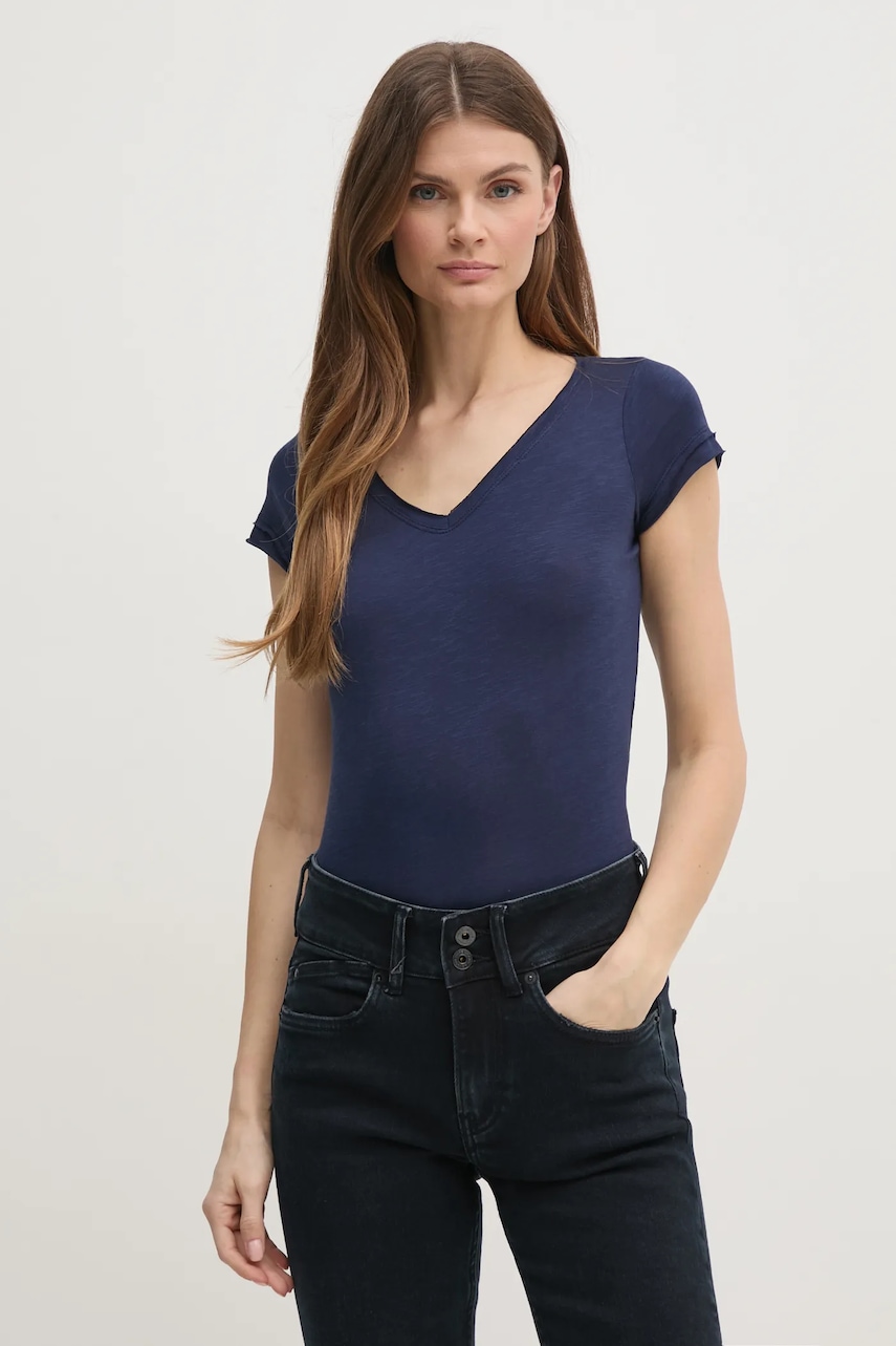 Sisley tricou femei, culoarea albastru marin