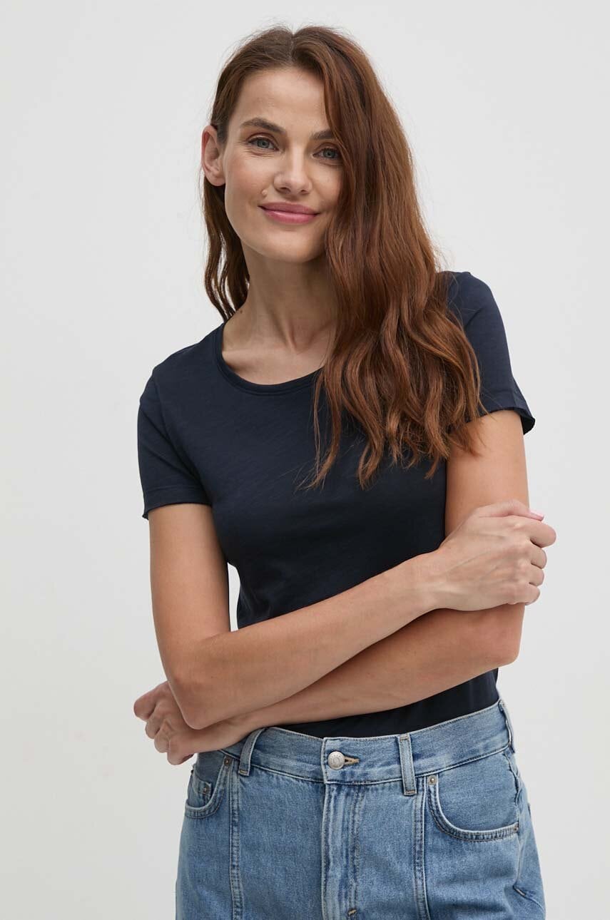 Sisley tricou femei, culoarea albastru marin