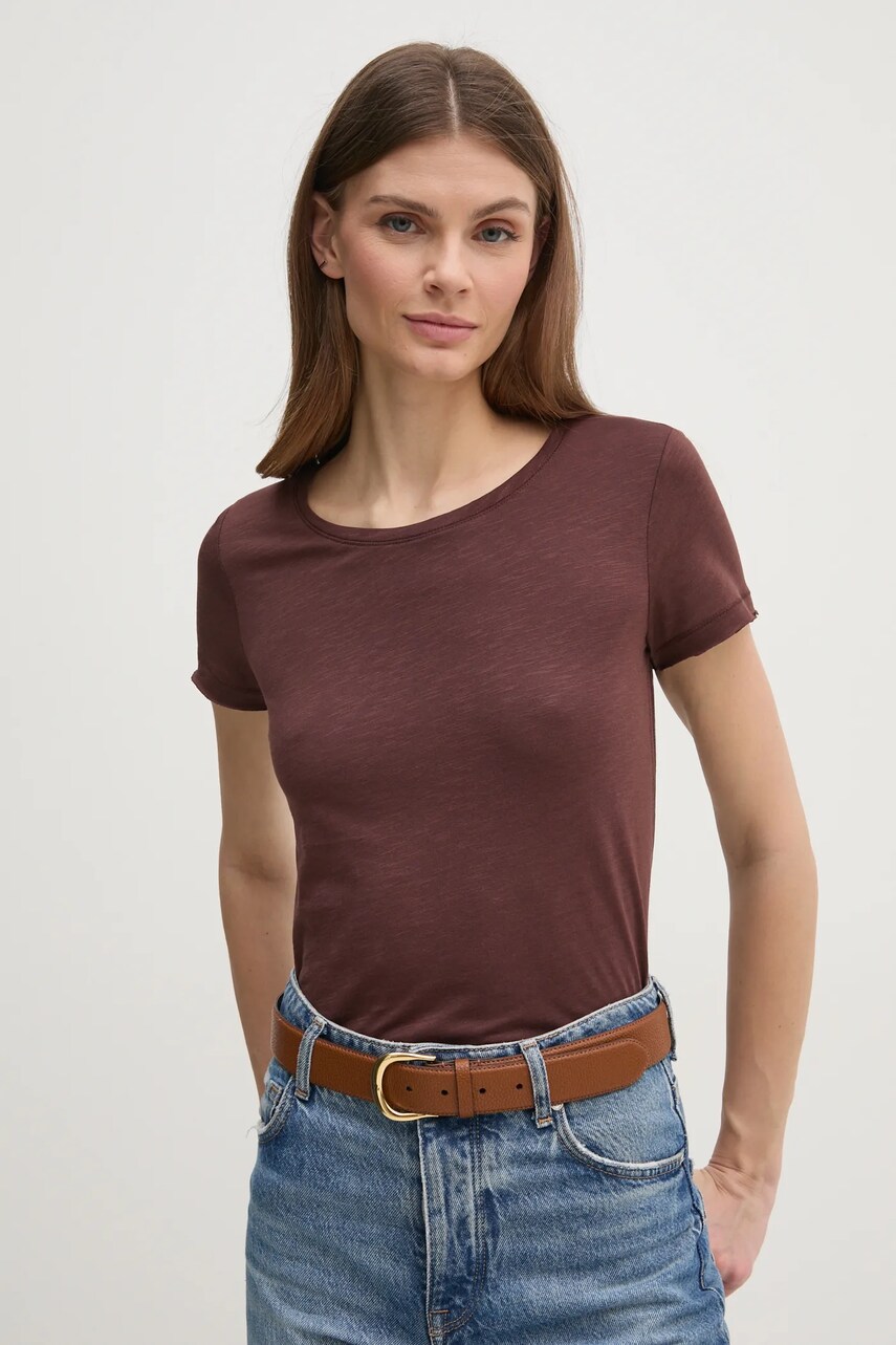 Sisley tricou femei, culoarea maro