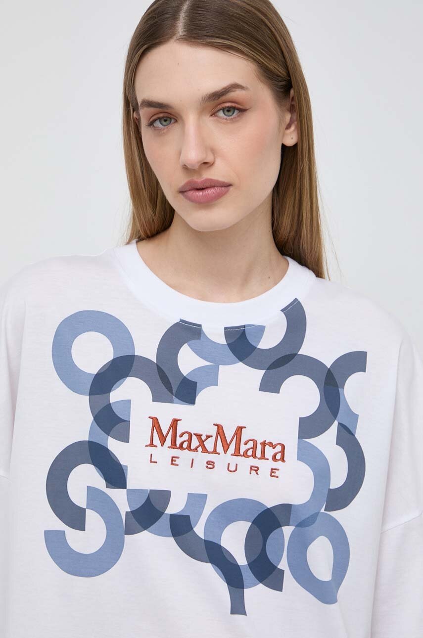 Max Mara Leisure tricou din bumbac femei, culoarea alb 2416970000000