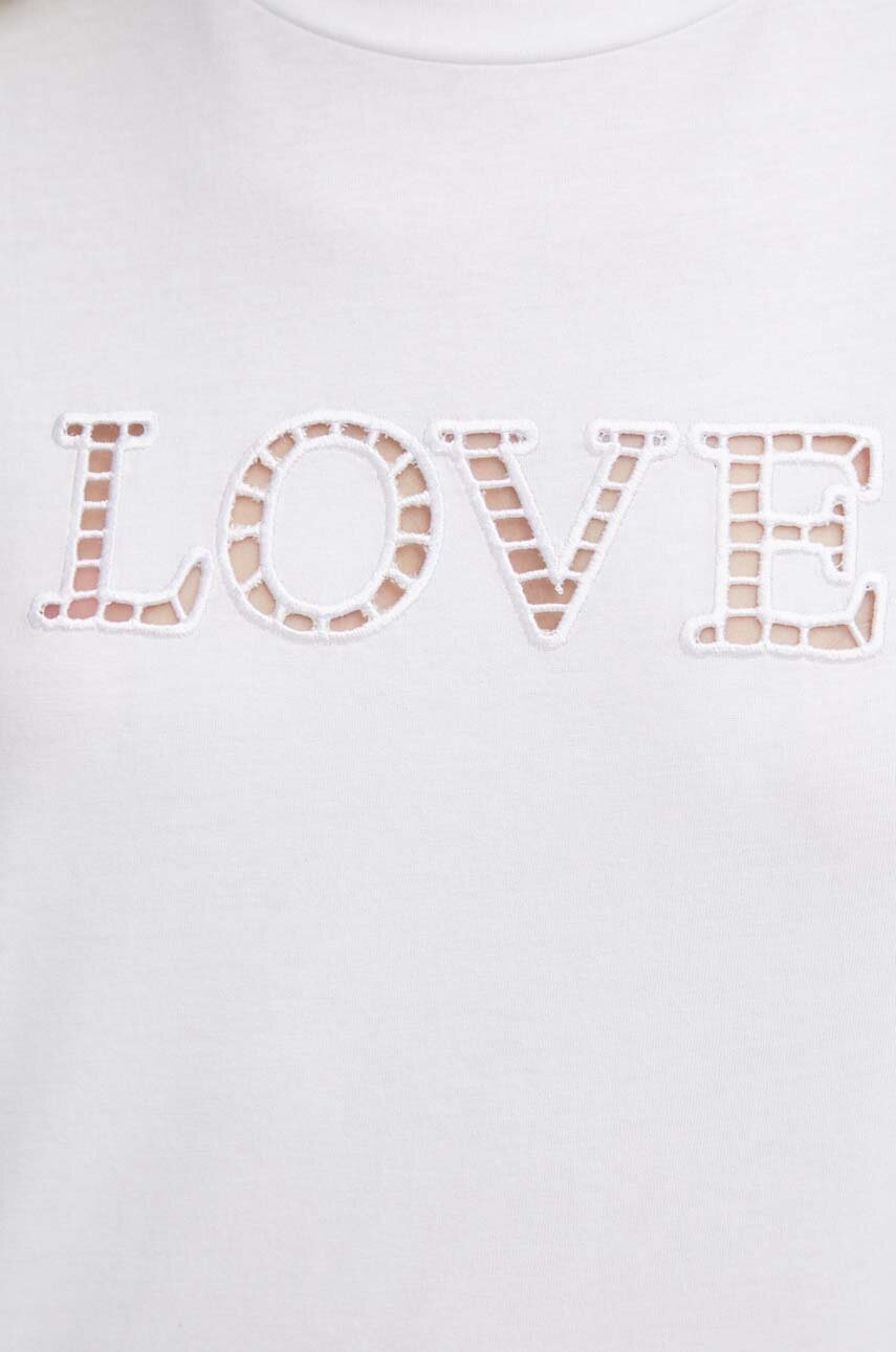 Βαμβακερό μπλουζάκι Sisley γυναικεία, χρώμα: άσπρο φωτογραφία