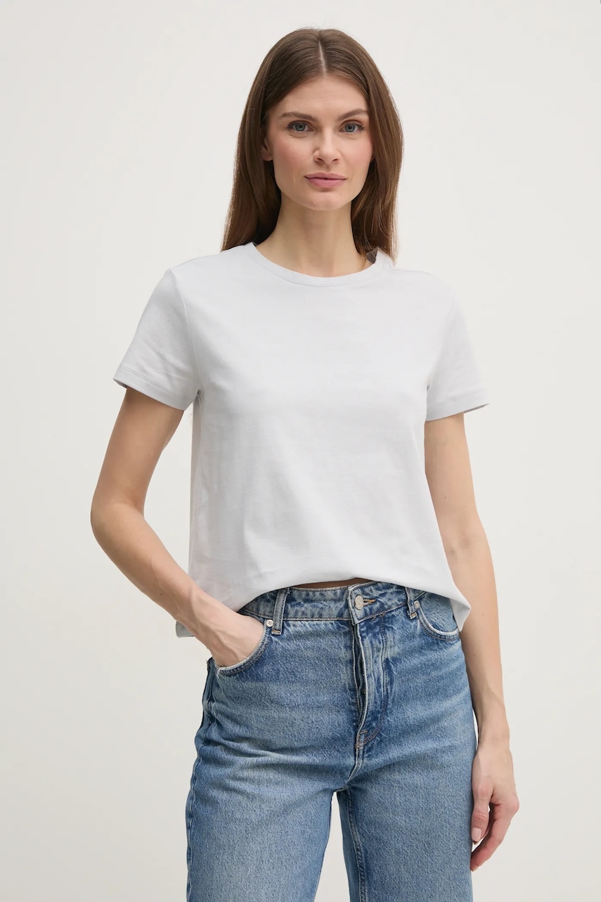 Sisley tricou din bumbac femei, culoarea gri