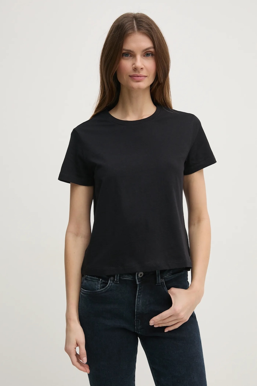 Sisley tricou din bumbac femei, culoarea negru Sisley tricou din bumbac femei, culoarea negru