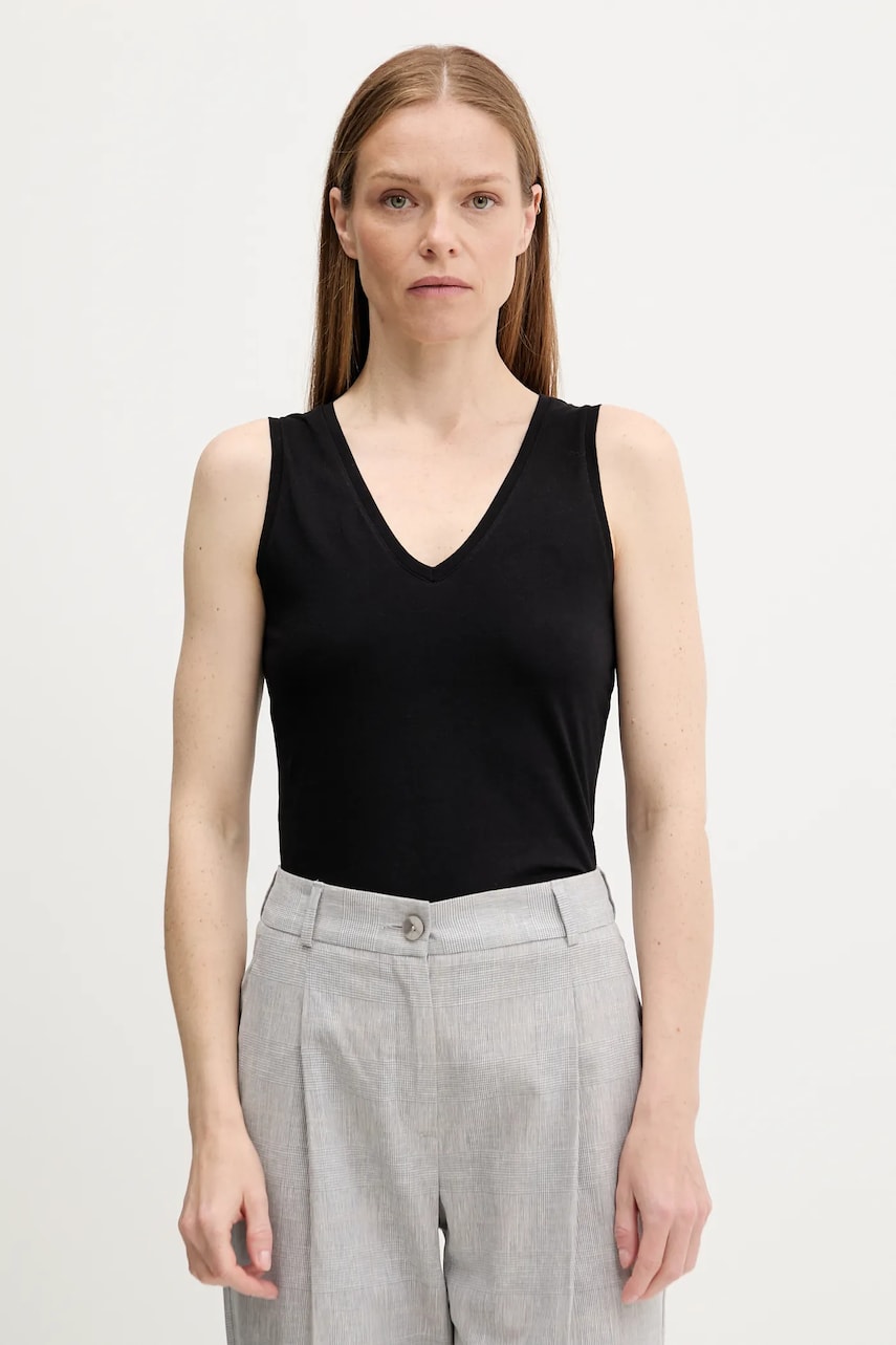 Sisley top din bumbac culoarea negru