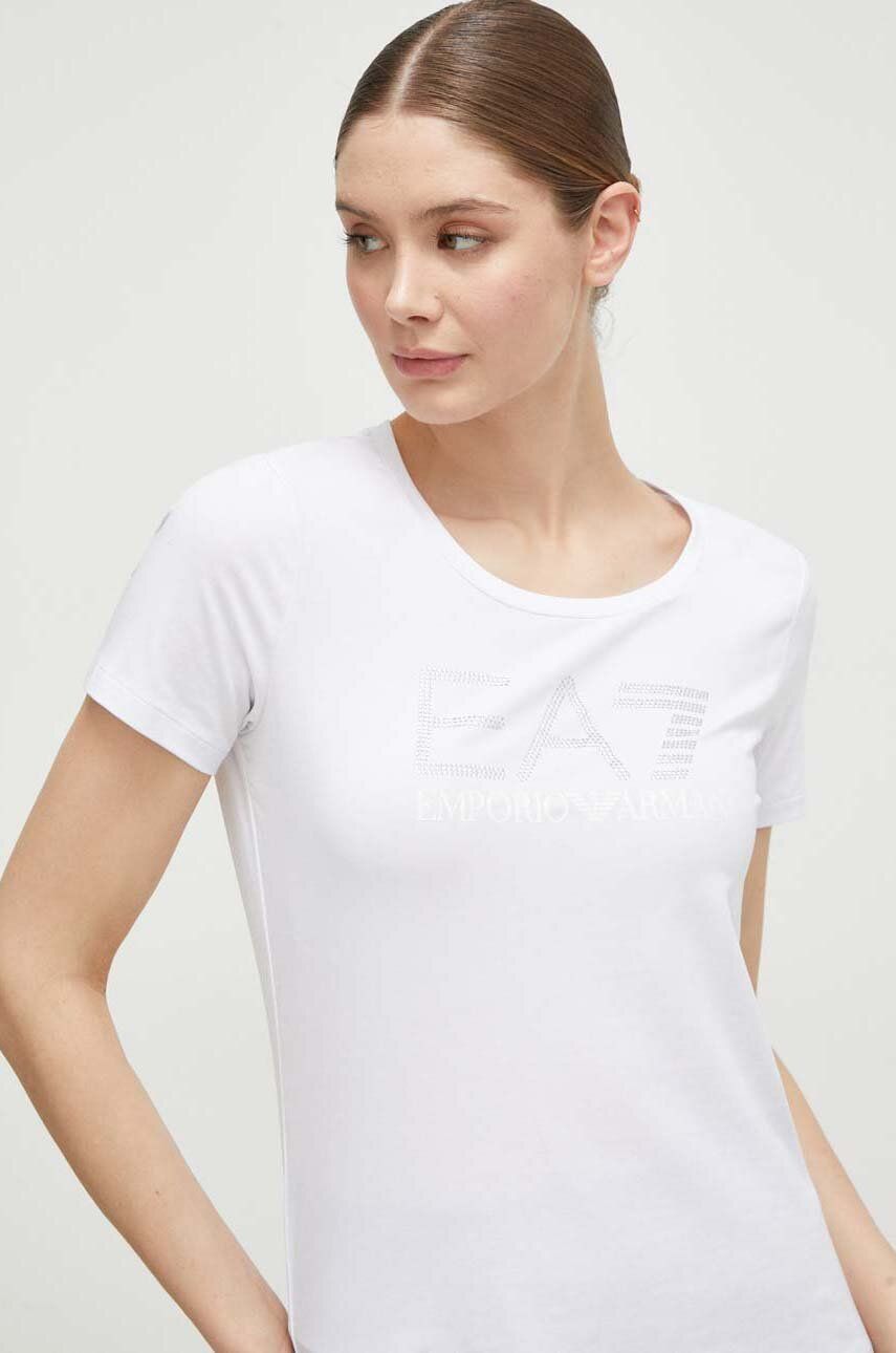EA7 Emporio Armani tricou femei, culoarea alb
