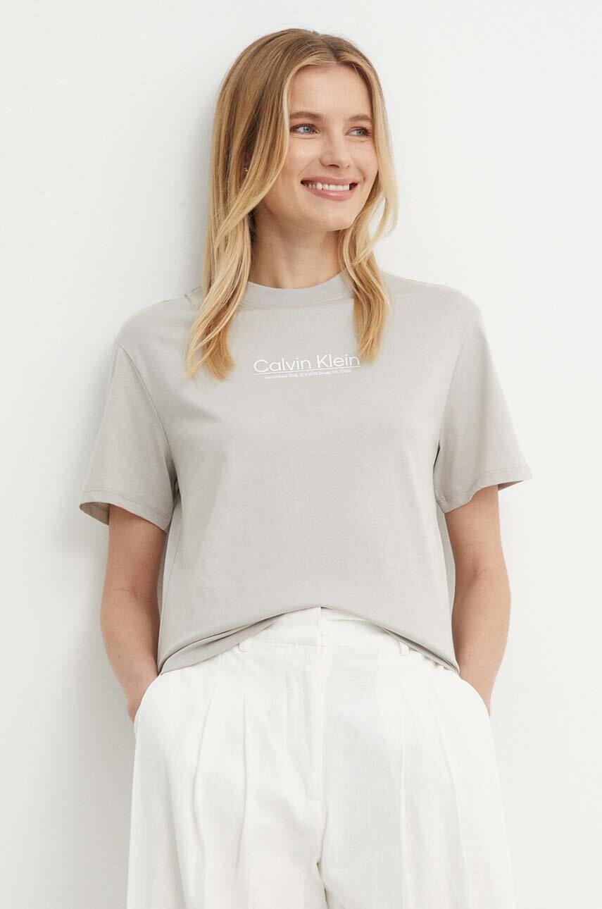 

Памучна тениска Calvin Klein в сиво K20K207005, Сив