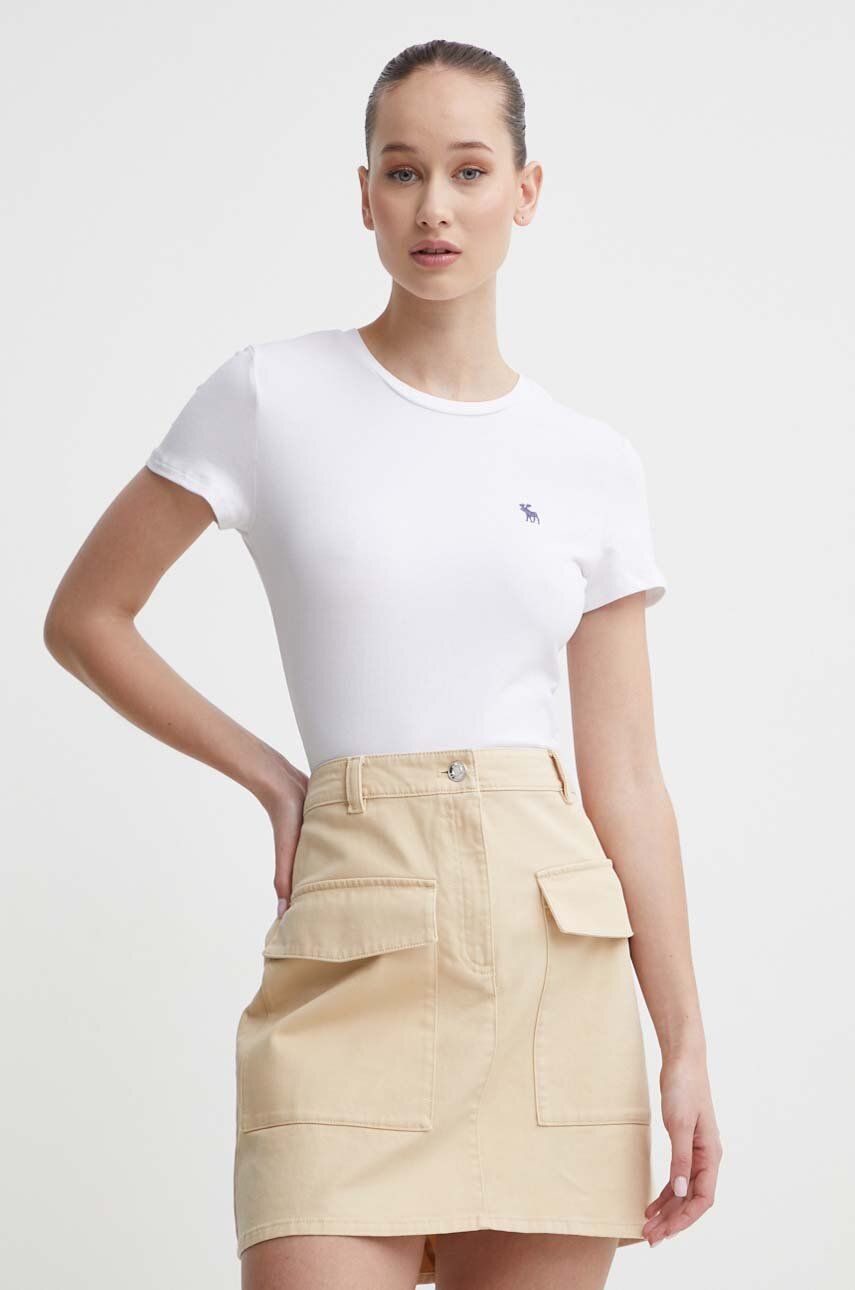 Abercrombie & Fitch tricou femei, culoarea alb
