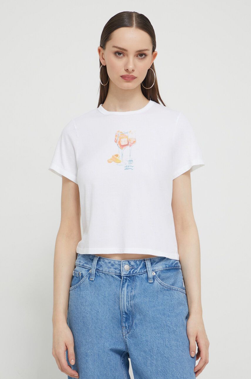 Abercrombie & Fitch tricou din bumbac femei, culoarea alb