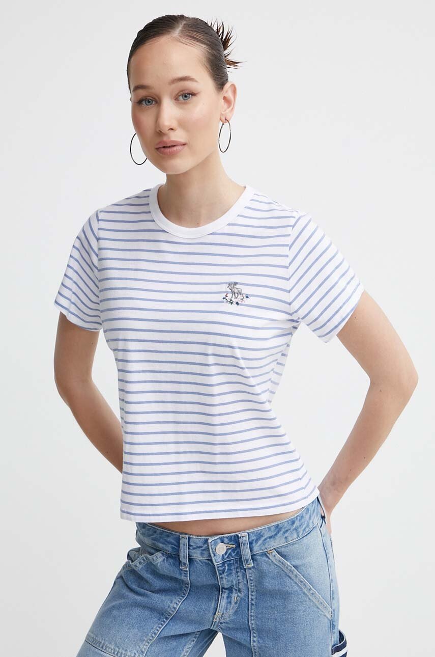 

Памучна тениска Abercrombie & Fitch в синьо, Син