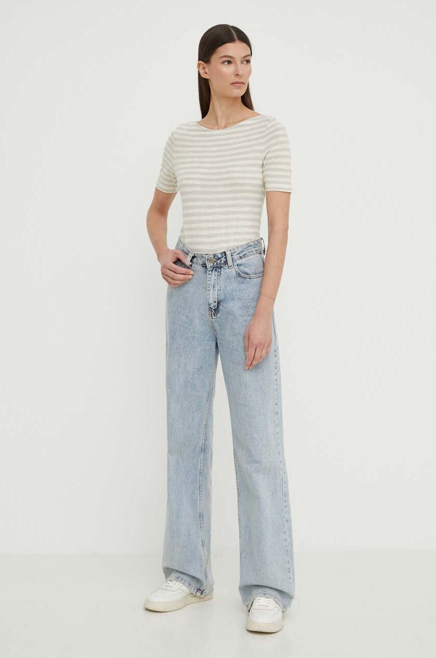 Βαμβακερό μπλουζάκι Marc O'Polo γυναικεία, χρώμα: μπεζ 403219651333 φωτογραφία