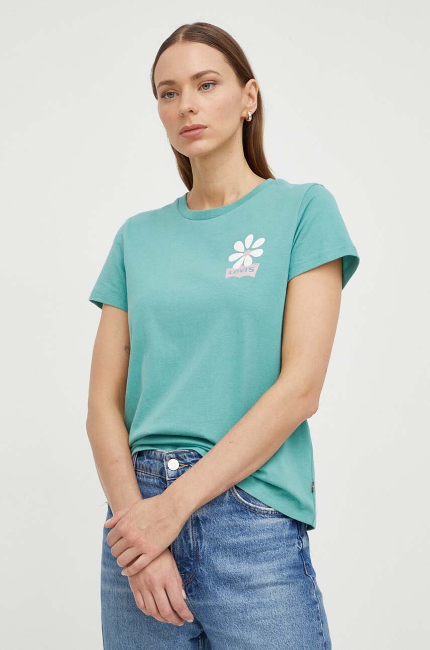 Levi's tricou din bumbac femei, culoarea verde