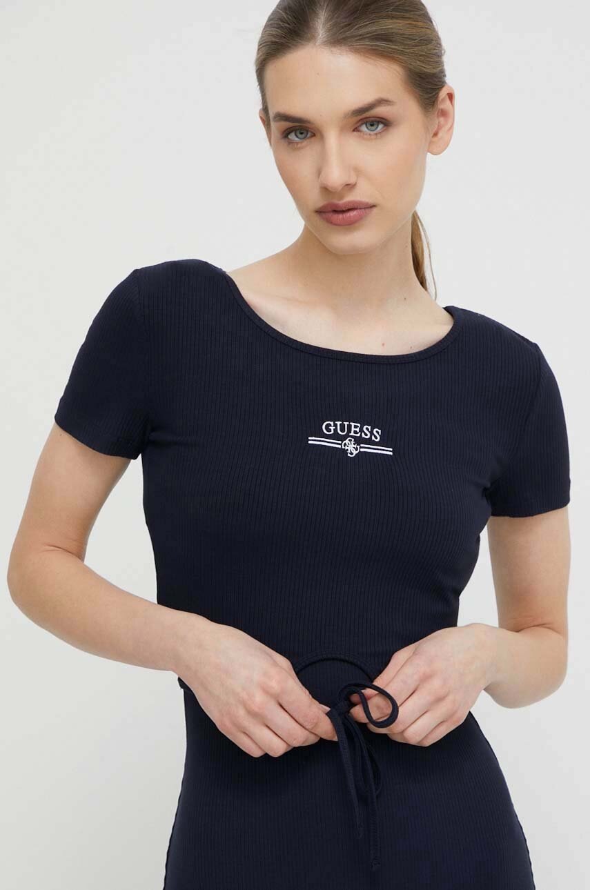 Levně Tričko Guess NYRA tmavomodrá barva, V4GP03 KBCO2