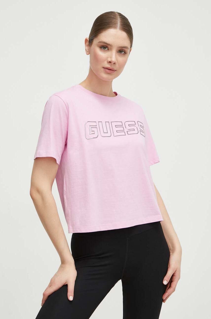 

Памучна тениска Guess KIARA в розово V4GI18 I3Z14, Розов