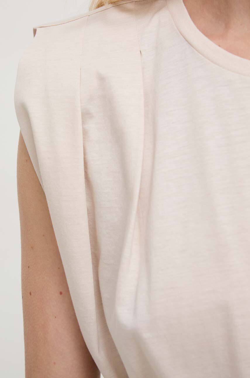 Βαμβακερό τοπ Marella χρώμα: μπεζ φωτογραφία