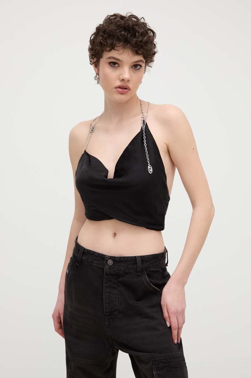 Diesel top femei, culoarea negru, cu spate descoperit