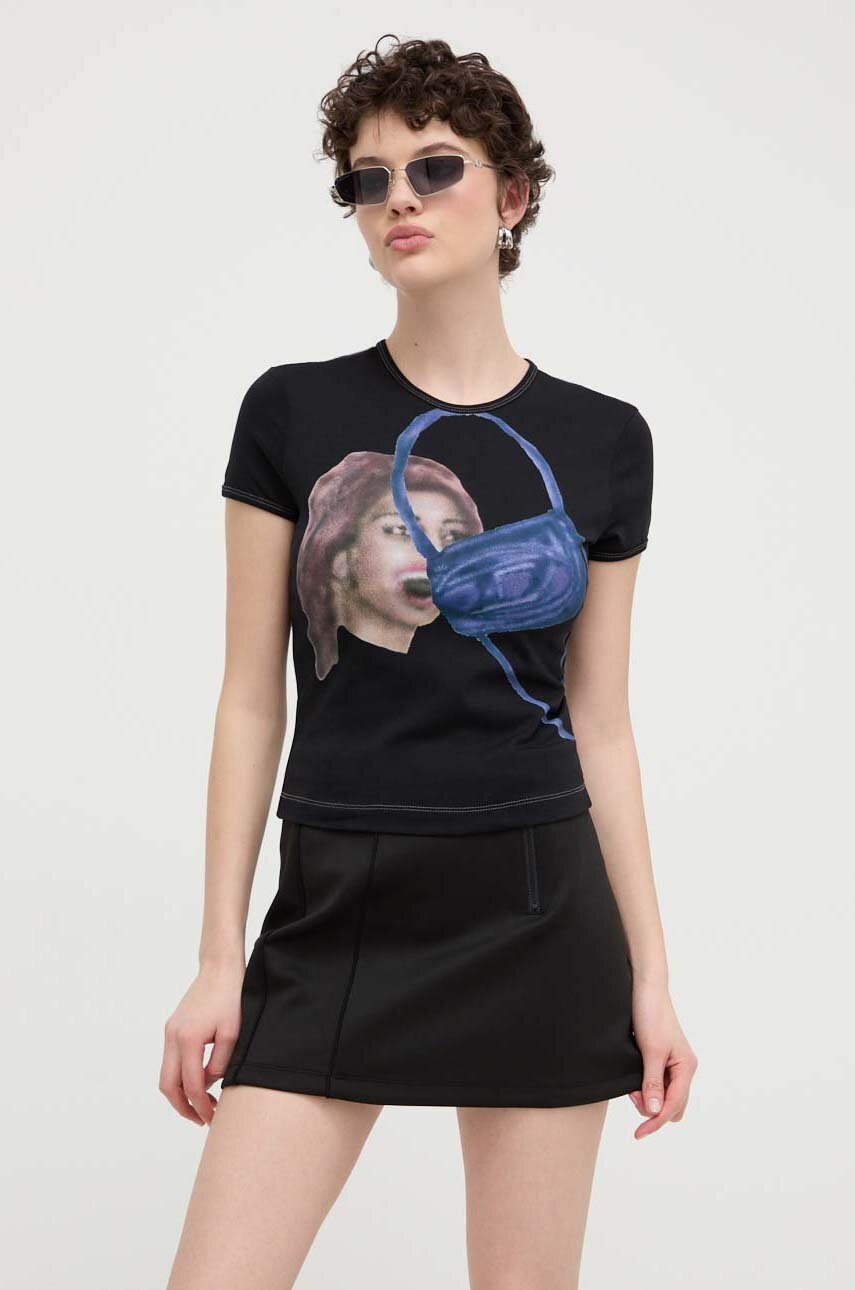 Diesel tricou femei, culoarea negru A13445.0DQAV