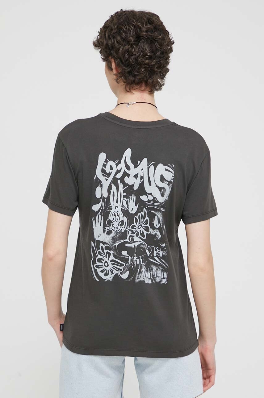 Vans tricou din bumbac femei, culoarea gri