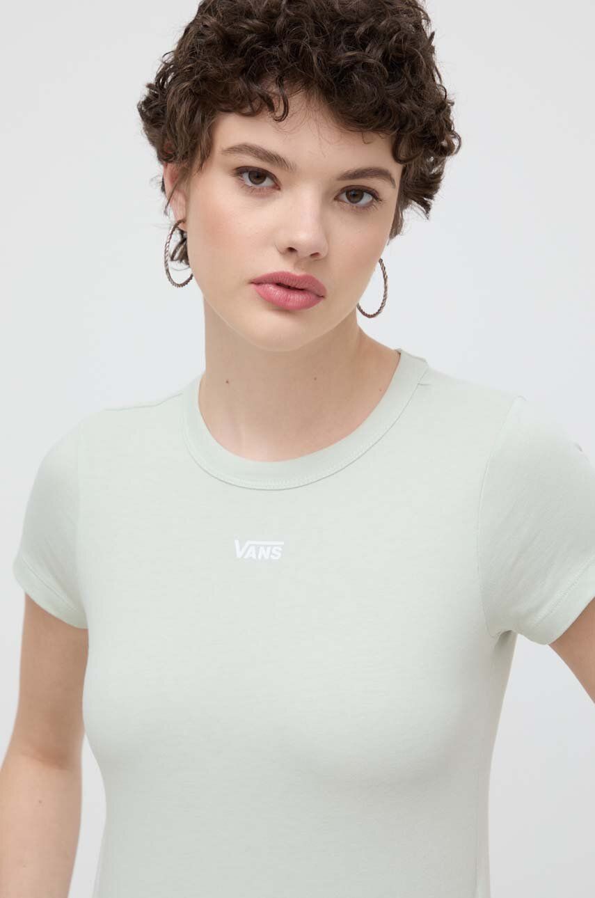 Vans tricou din bumbac femei, culoarea verde