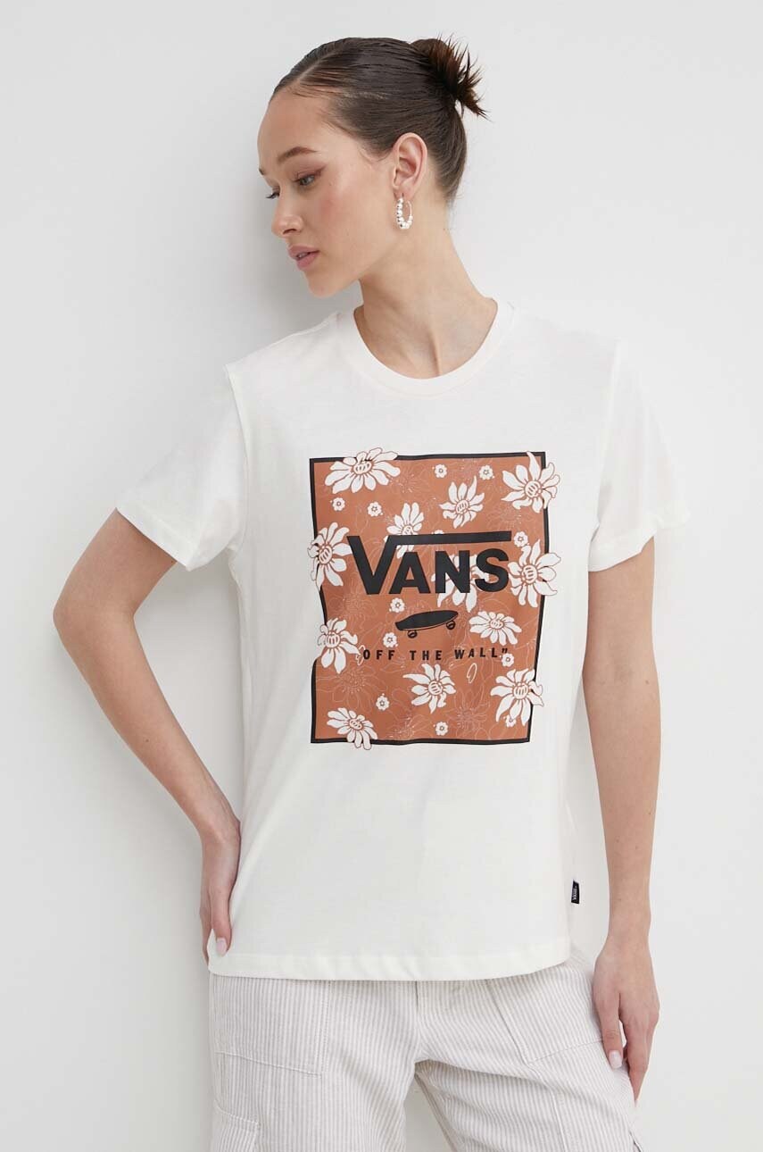 

Памучна тениска Vans в бежово, Бежов