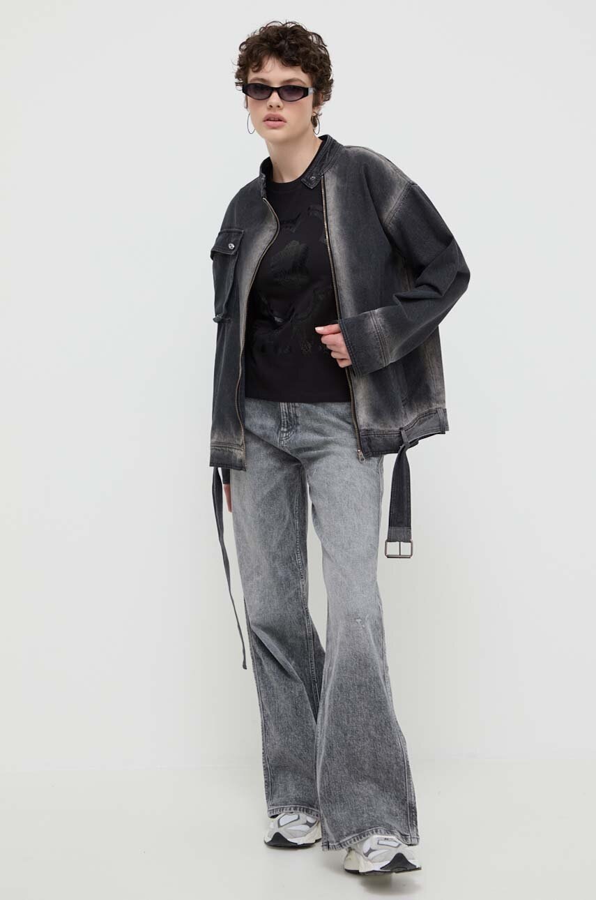 Βαμβακερό μπλουζάκι Vans γυναικεία, χρώμα: μαύρο φωτογραφία