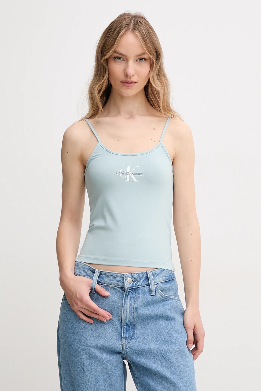 

Топ Calvin Klein Jeans дамски в тюркоазено J20J223105, Тюркоазен