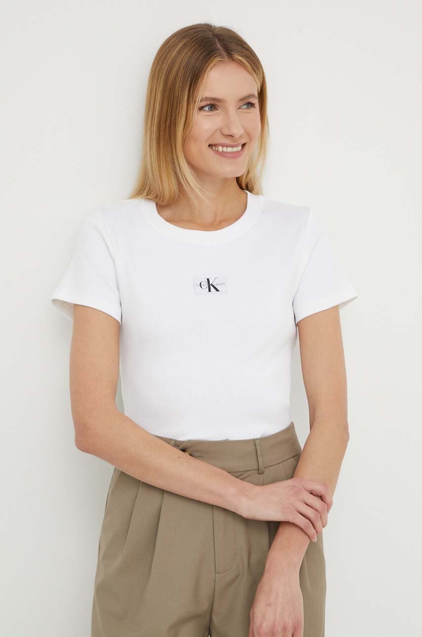 

Тениска Calvin Klein Jeans в бяло J20J223358, Бял