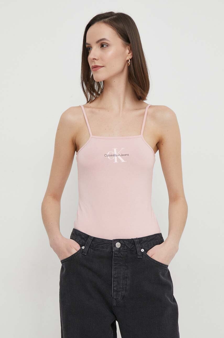 Levně Body Calvin Klein Jeans dámské, růžová barva, J20J223421