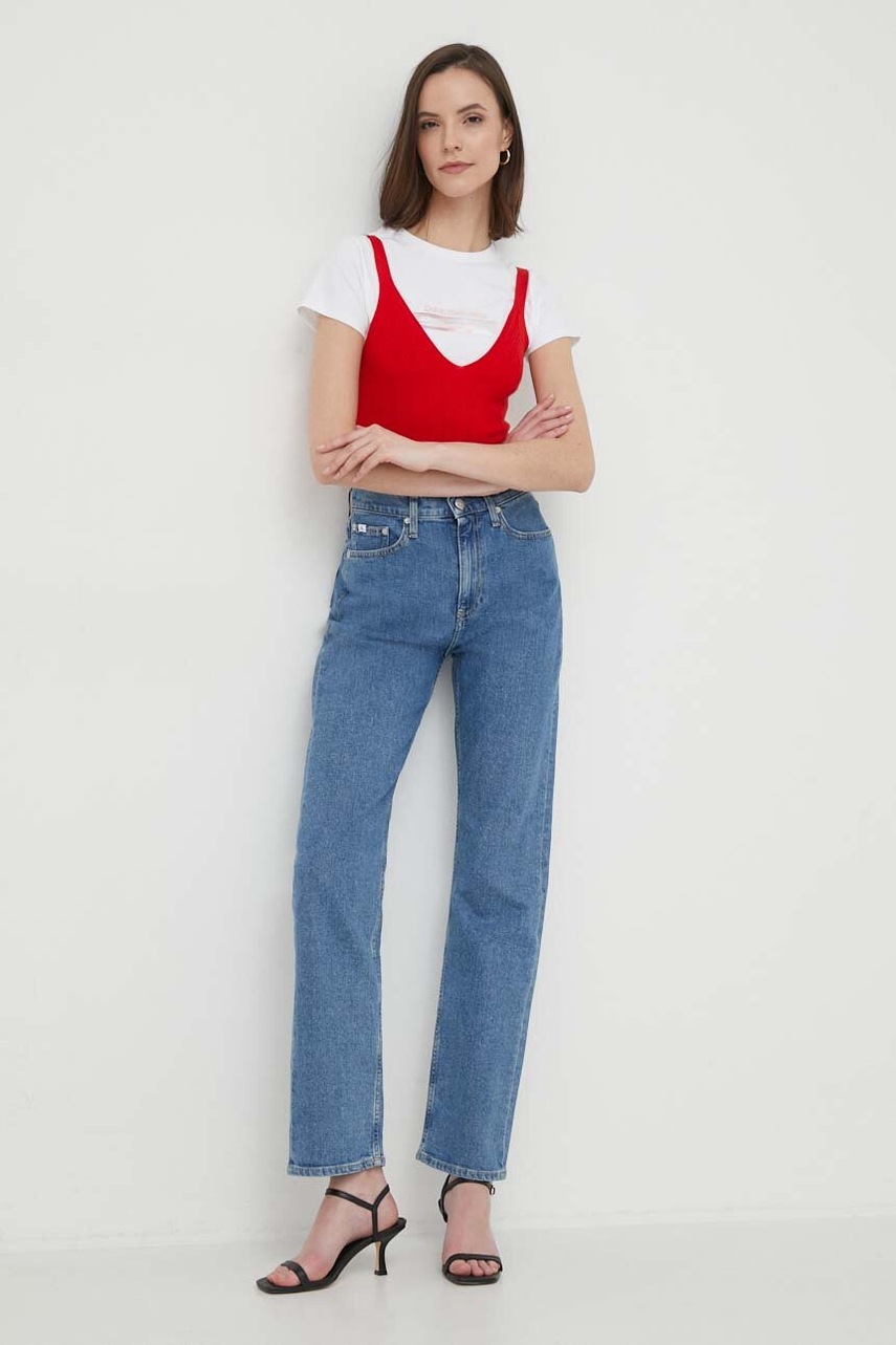 Top Calvin Klein Jeans χρώμα: κόκκινο φωτογραφία