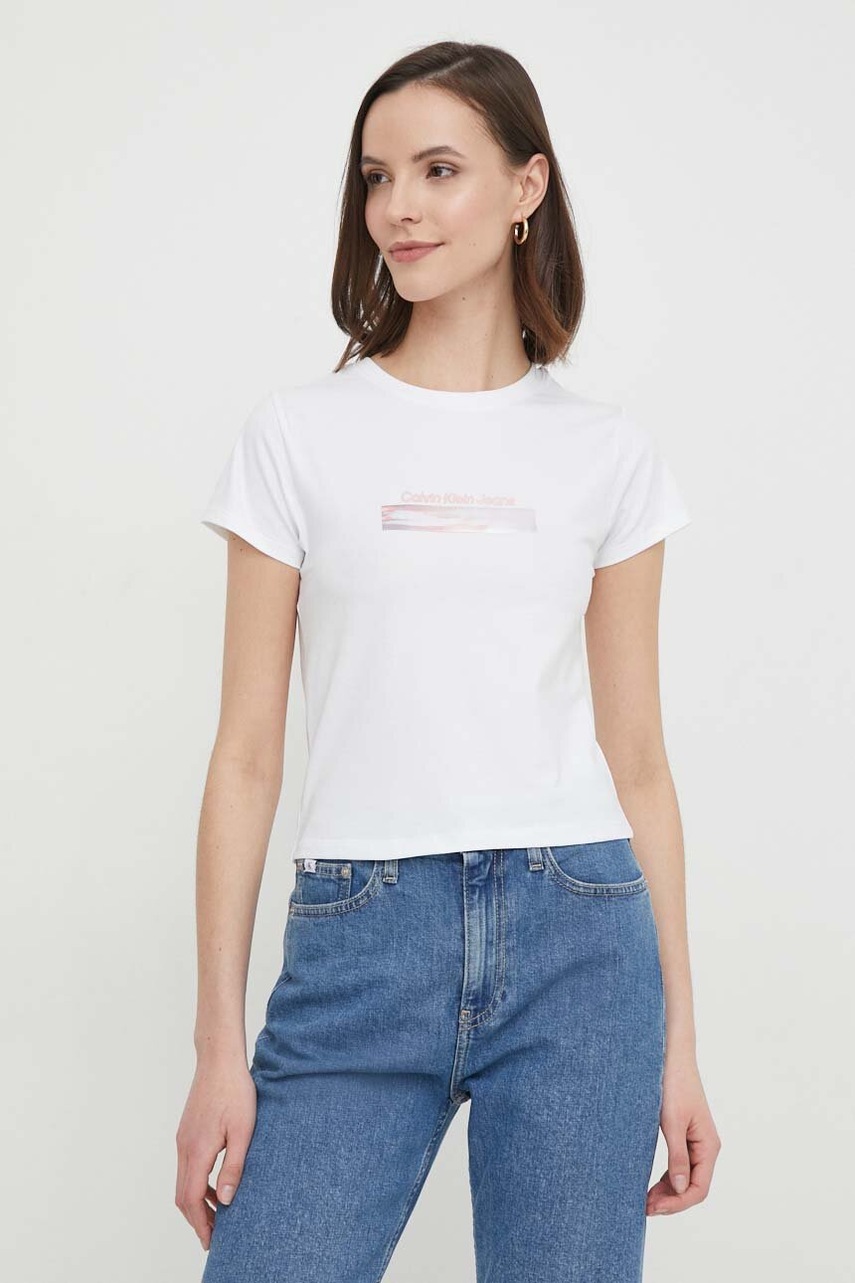 

Топ Calvin Klein Jeans дамски в бяло J20J223167, Бял