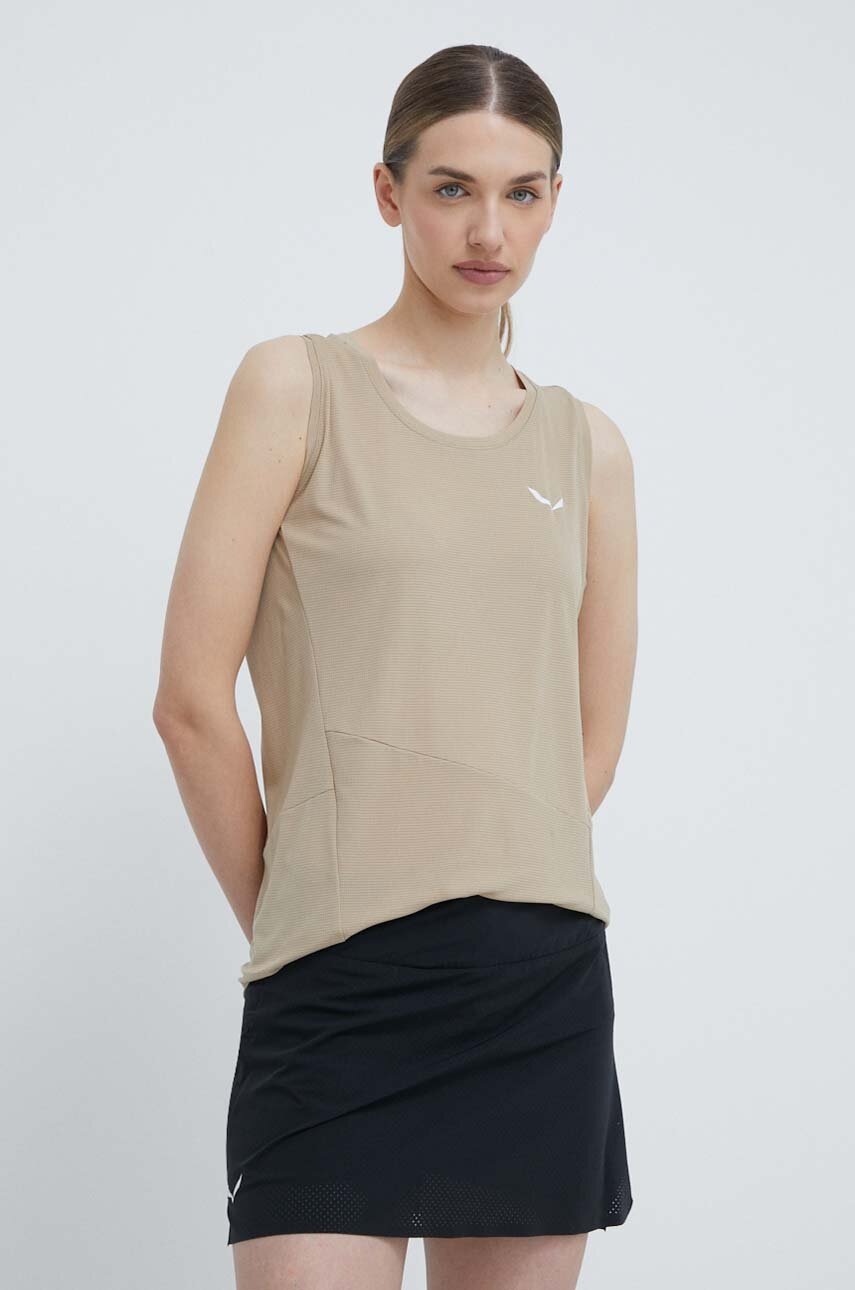 Αθλητικό top Salewa Puez Sporty γυναικείο, χρώμα: μπεζ, 00-0000028634 φωτογραφία