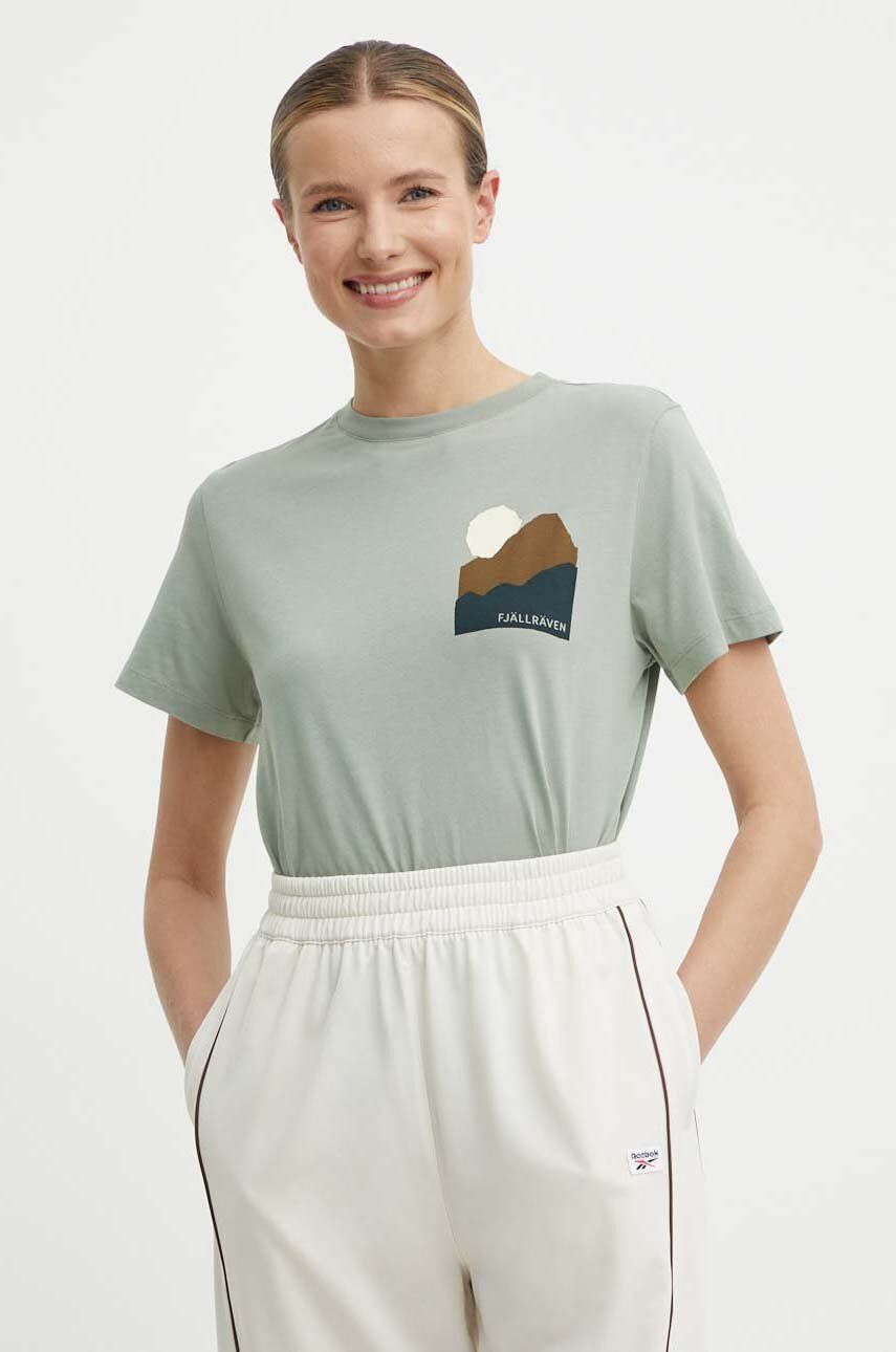Fjallraven tricou din bumbac Nature T-shirt femei, culoarea verde, F84787